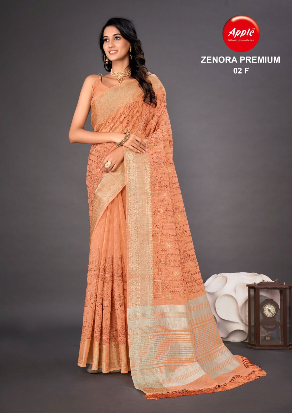 Zenora By Apple Premium 02 Linen Saree Catalog
